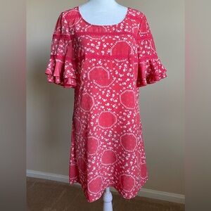 Free People midi/mini dress with ruffled sleeves.  Size 8